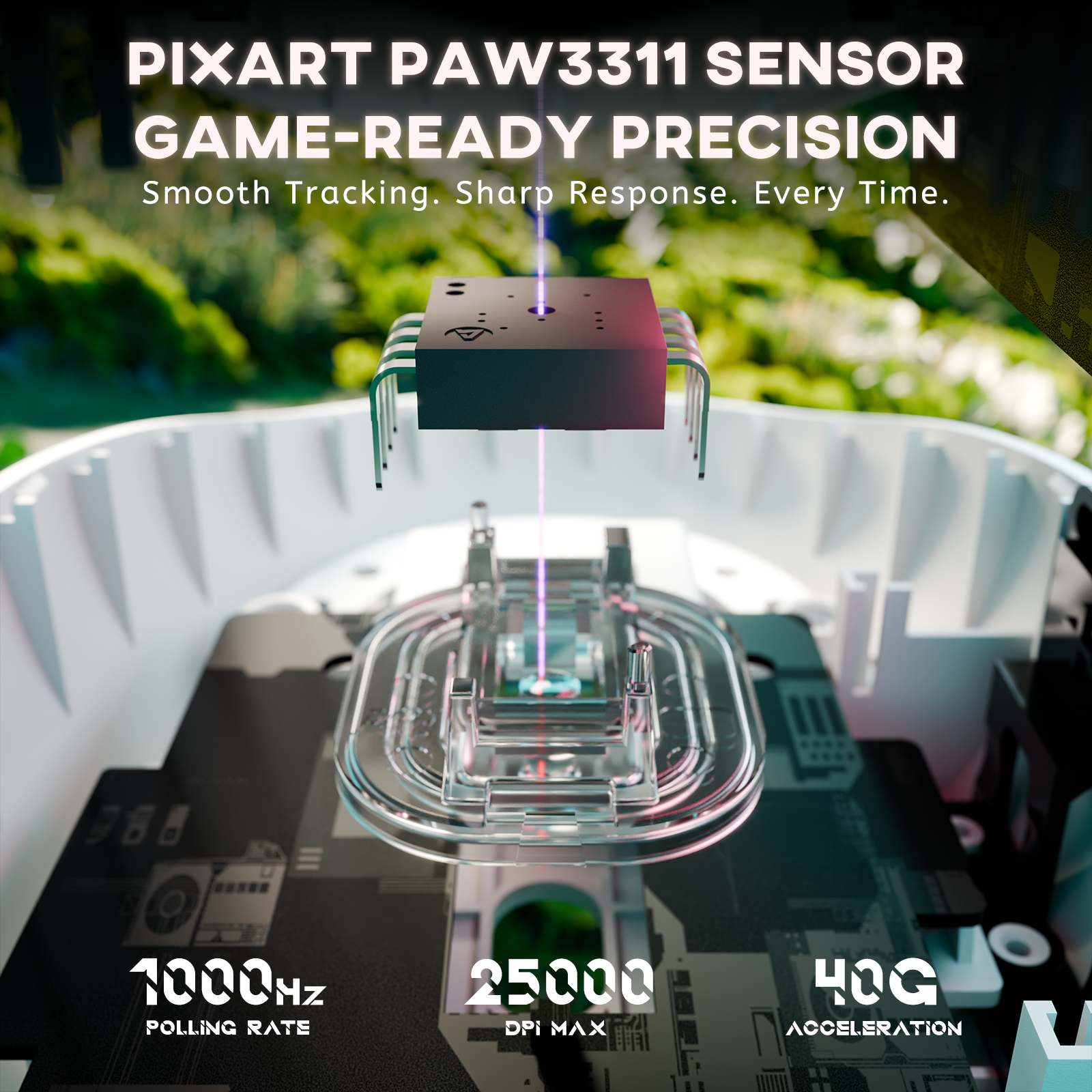 Mouse Gamer Sem Fio Tri-modo ATTACK SHARK G3 25000 DPI Ultraleve