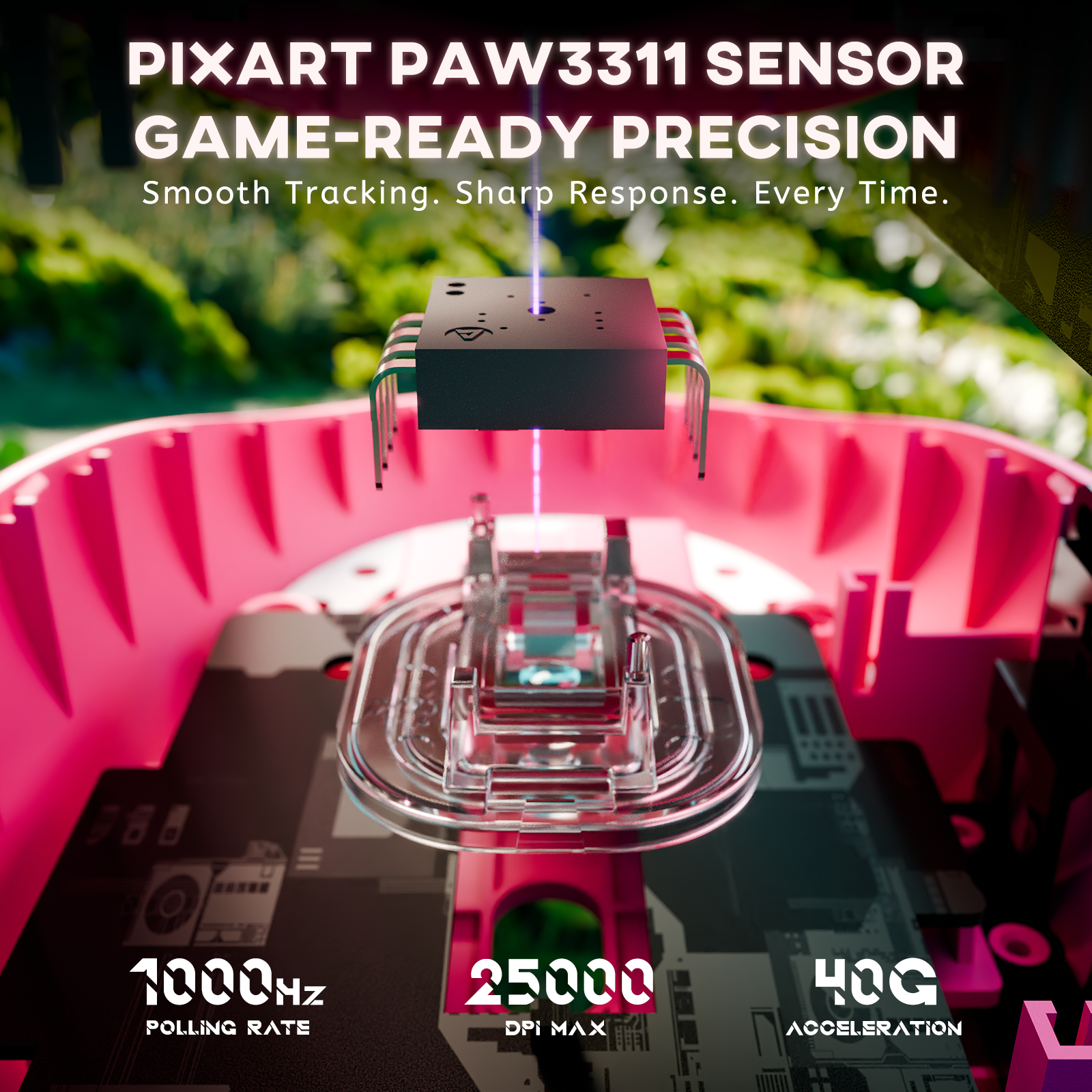 Mouse Gamer Sem Fio Tri-modo ATTACK SHARK G3 25000 DPI Ultraleve