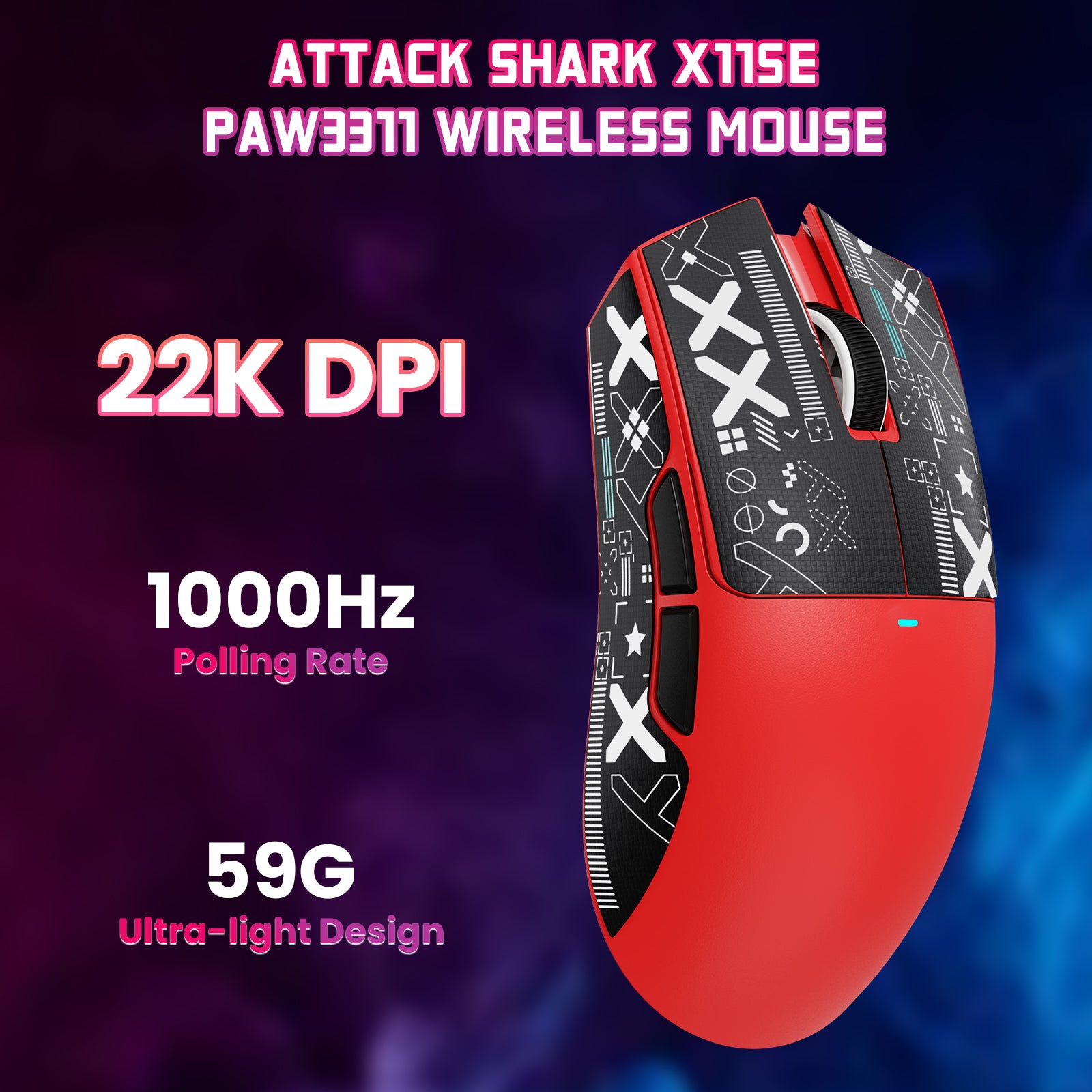 Mouse Gamer Sem Fio ATTACK SHARK X11SE
