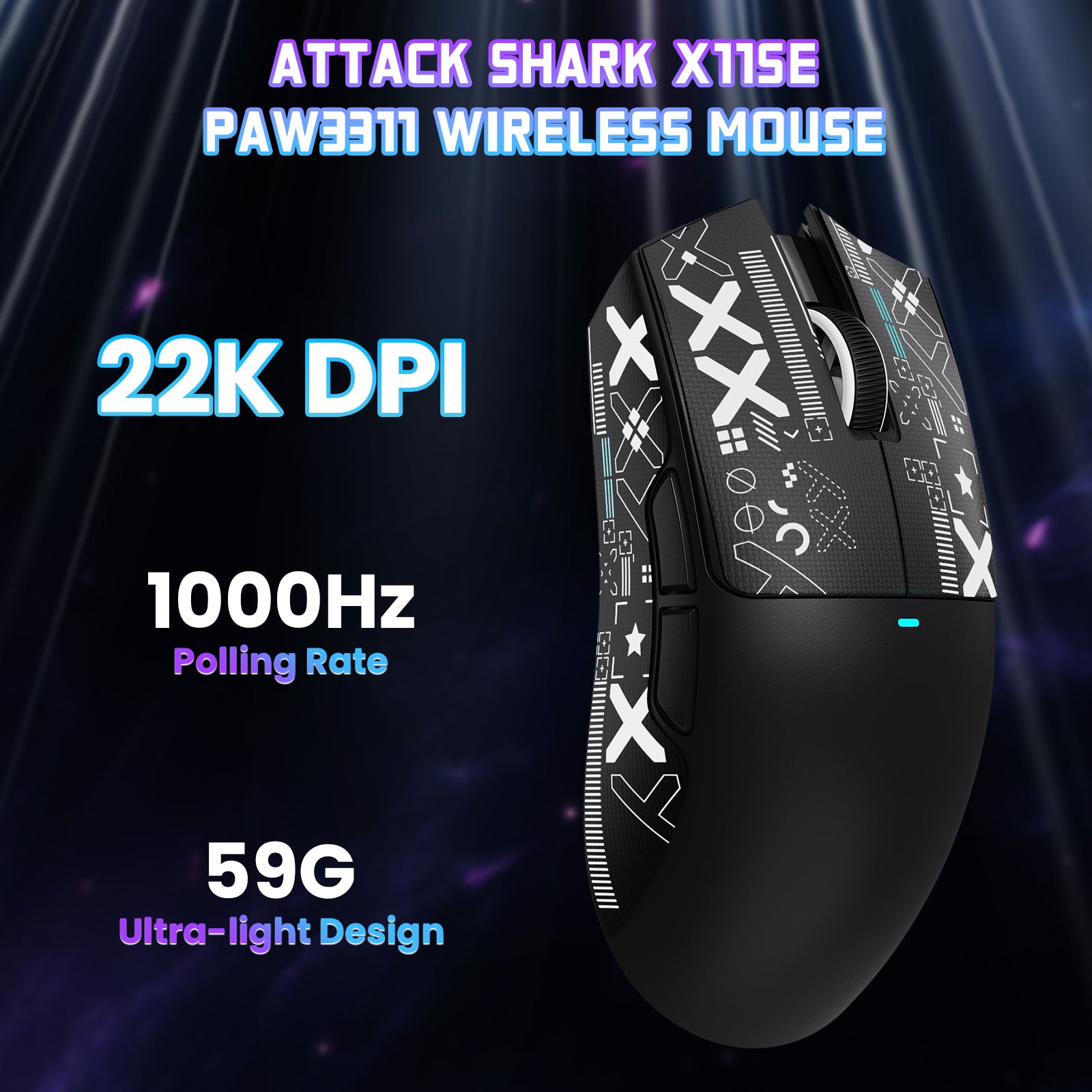 Mouse Gamer Sem Fio ATTACK SHARK X11SE