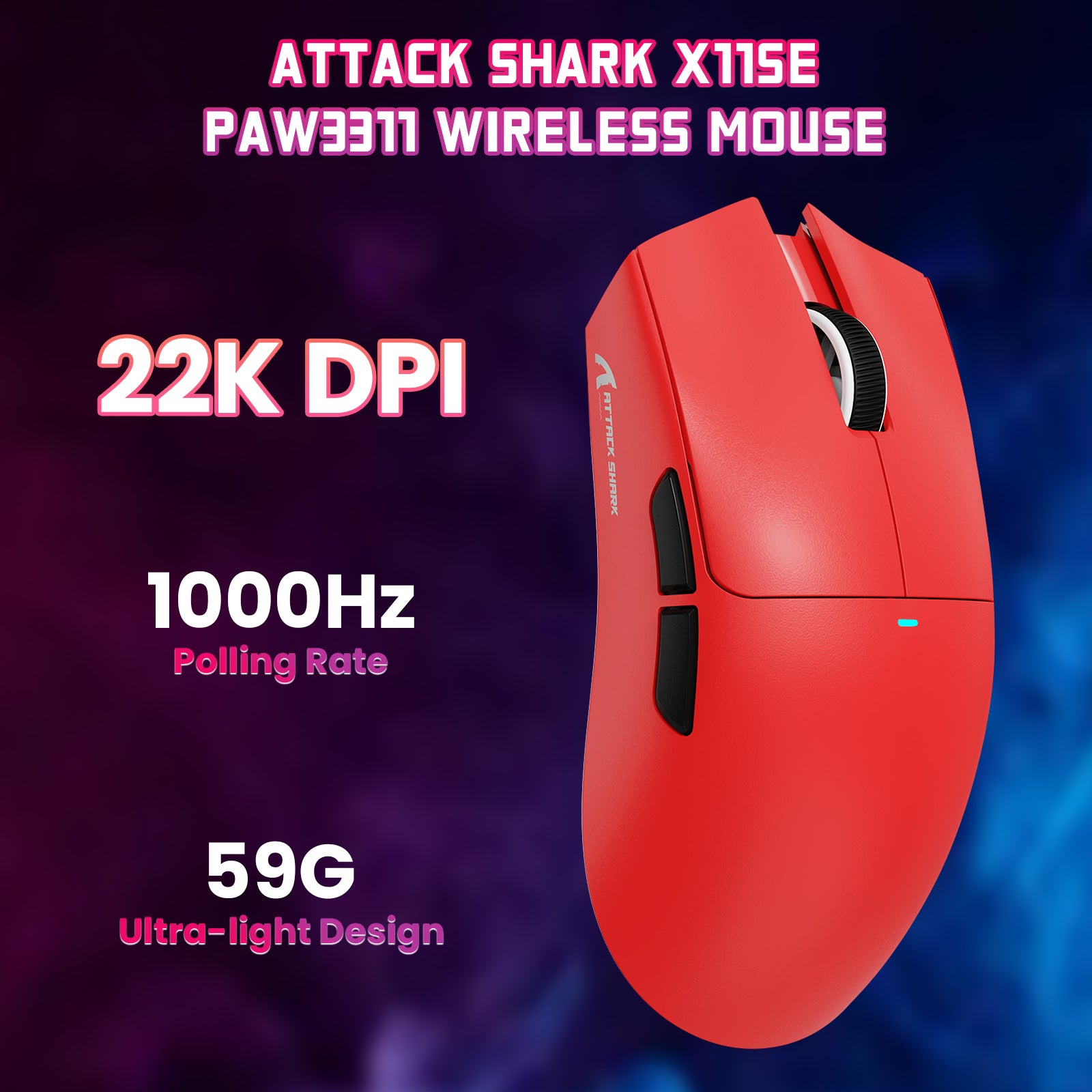 Mouse Gamer Sem Fio ATTACK SHARK X11SE