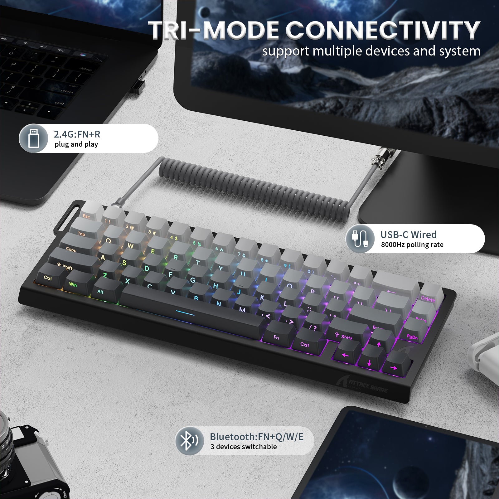 ATTACK SHARK X68PRO HE Tri-Mode Wireless Keyboard