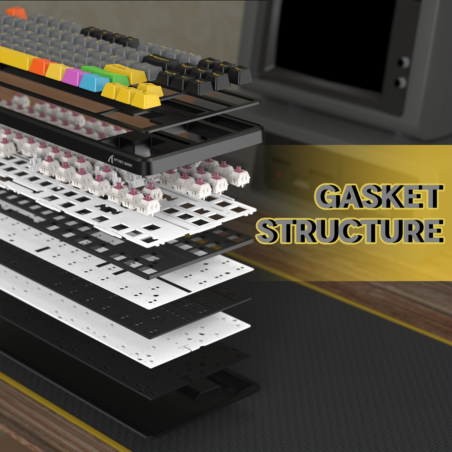 Teclado Mecânico com Junta Tri-modo ATTACK SHARK X87