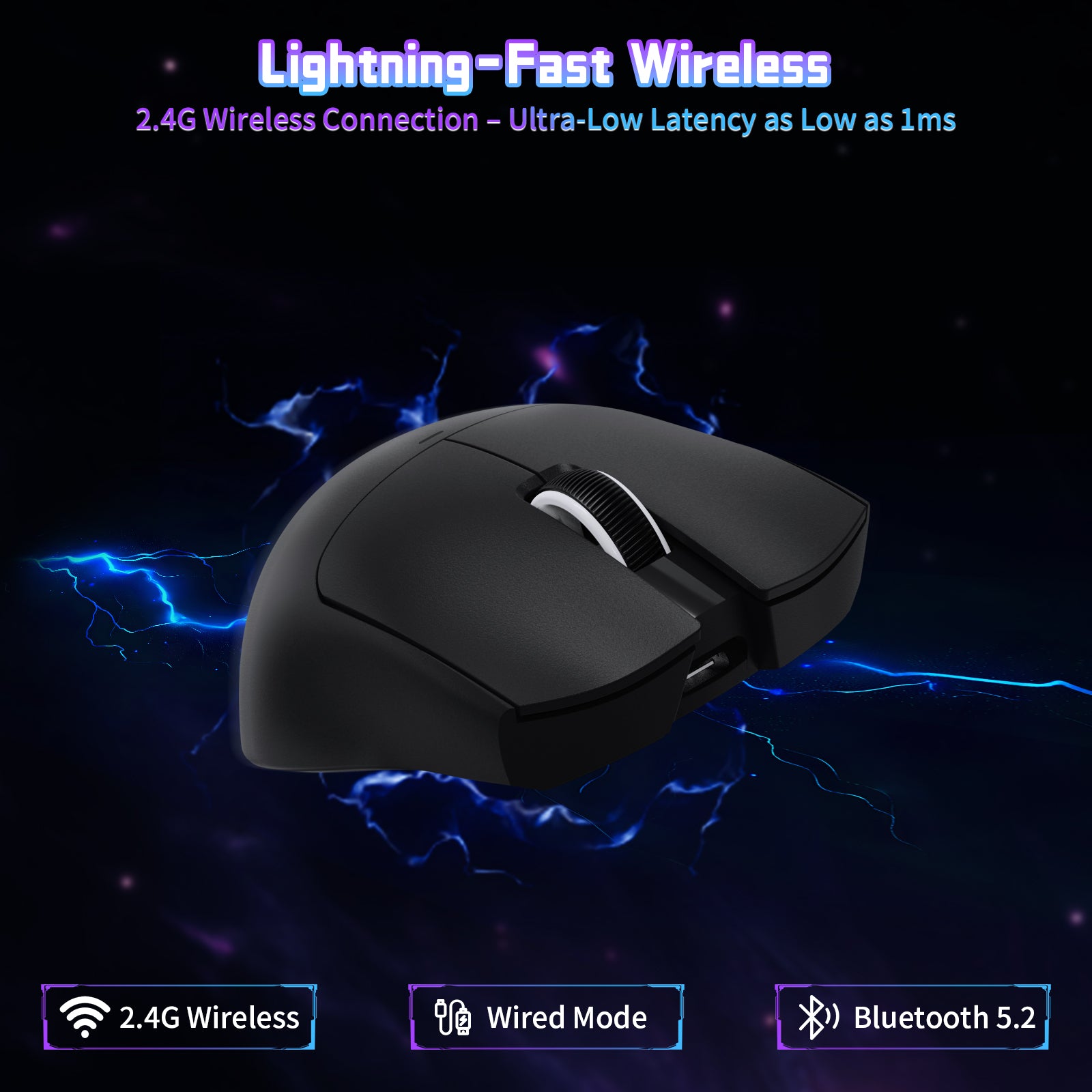 ATTACK SHARK X11SE wireless gaming mouse with lightning-fast 2.4G wireless and Bluetooth 5.2 connection options.