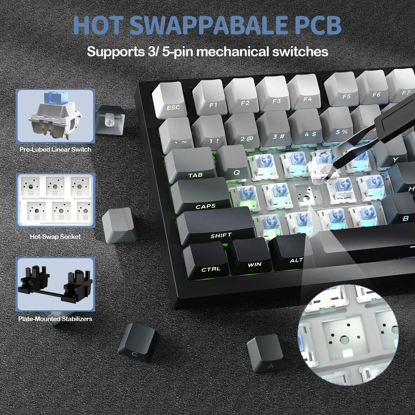 Teclado Mecânico com Junta Tri-modo ATTACK SHARK X820Ultra