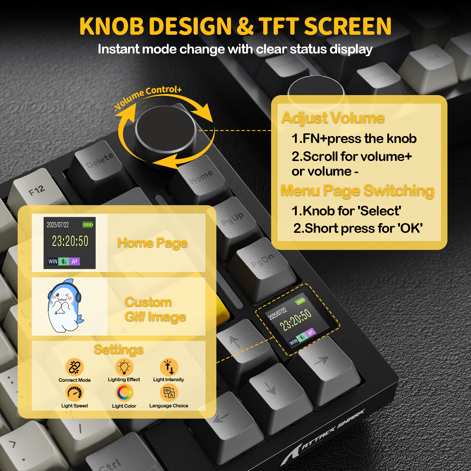 Teclado Mecânico com Junta Tri-modo ATTACK SHARK X820Ultra