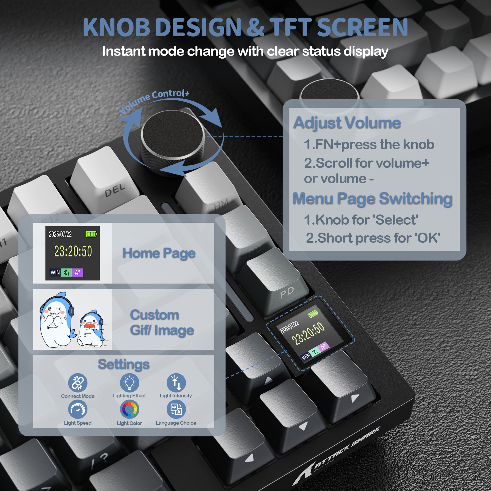 Teclado Mecânico com Junta Tri-modo ATTACK SHARK X820Ultra