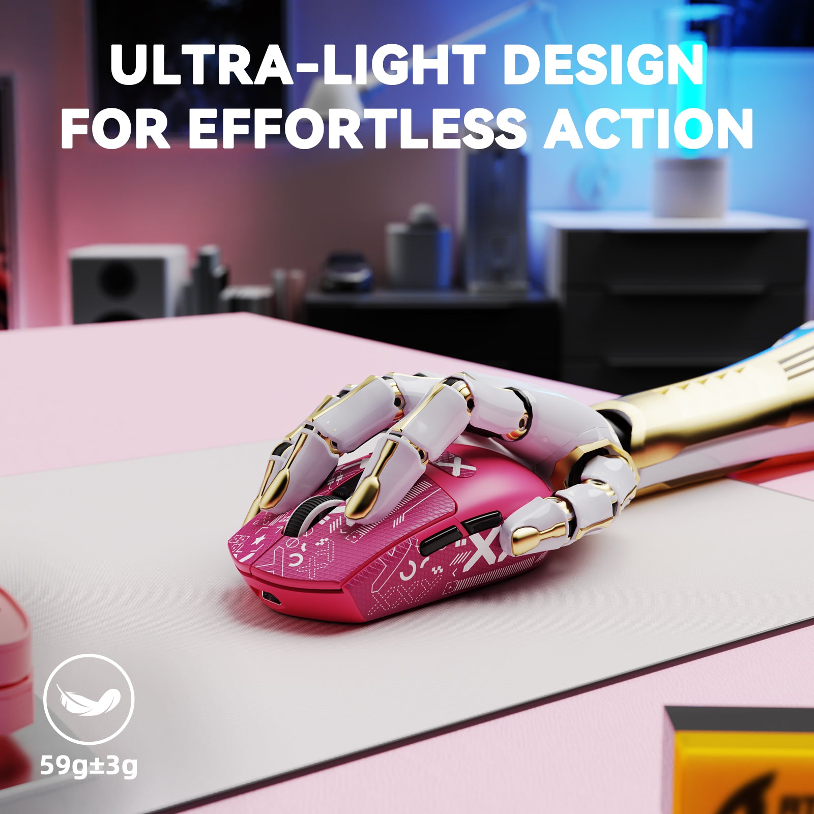 Mouse Gamer Sem Fio ATTACK SHARK G3PRO Tri-mode com Base de Carregamento 25000 DPI Ultraleve