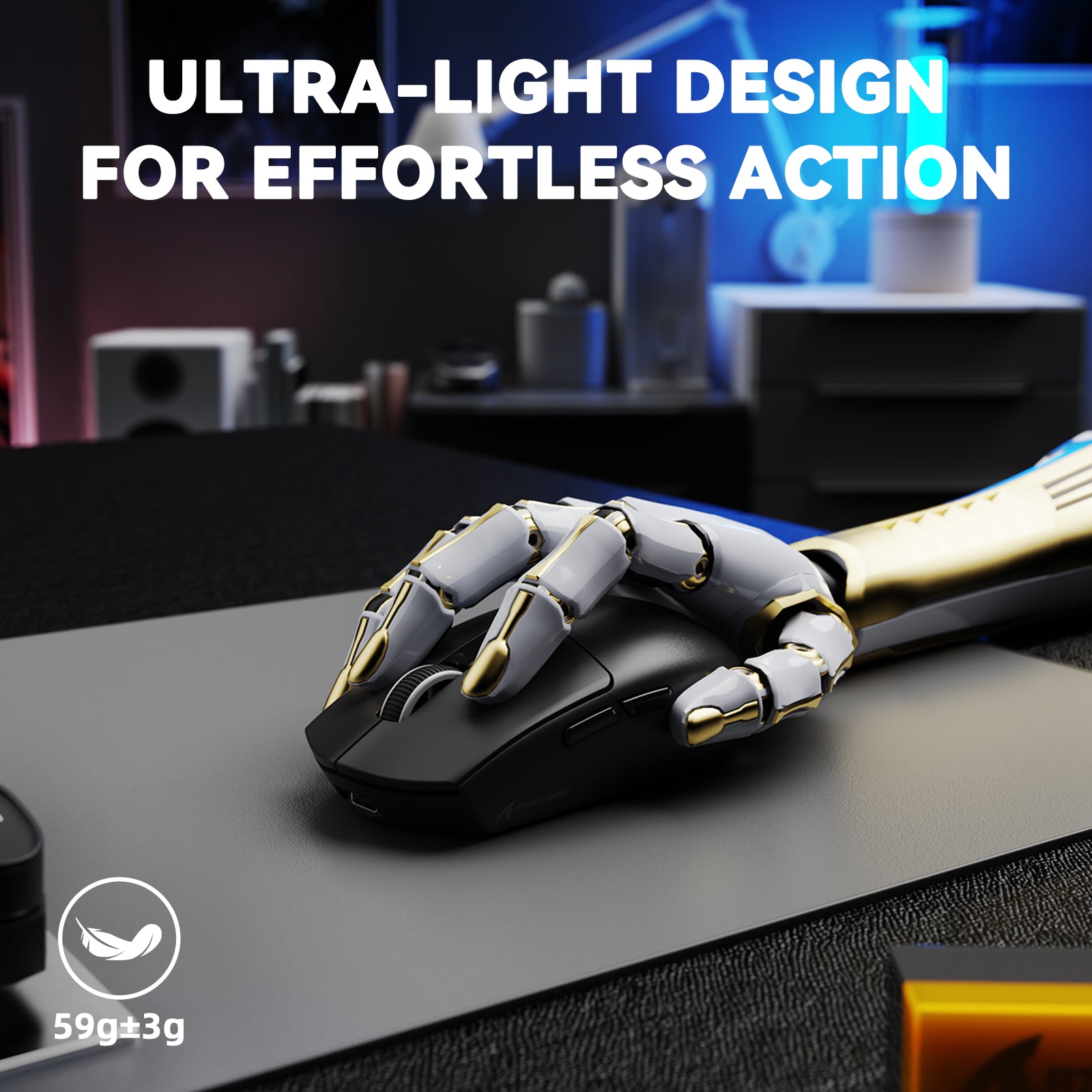 Mouse Gamer Sem Fio ATTACK SHARK G3PRO Tri-mode com Base de Carregamento 25000 DPI Ultraleve