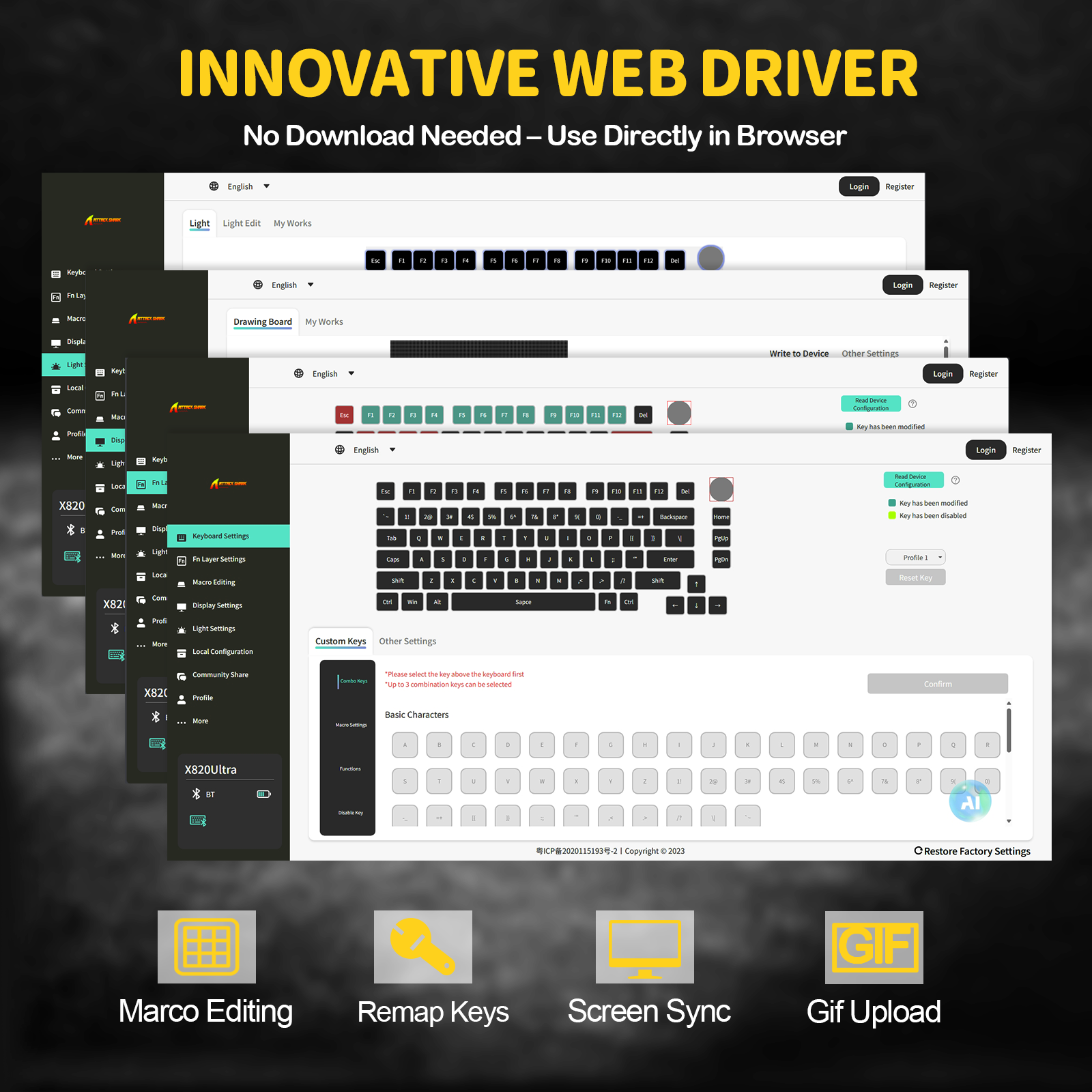 Teclado Mecânico com Junta Tri-modo ATTACK SHARK X820Ultra