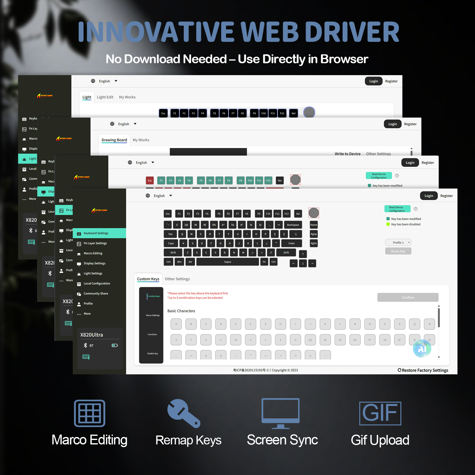 Teclado Mecânico com Junta Tri-modo ATTACK SHARK X820Ultra
