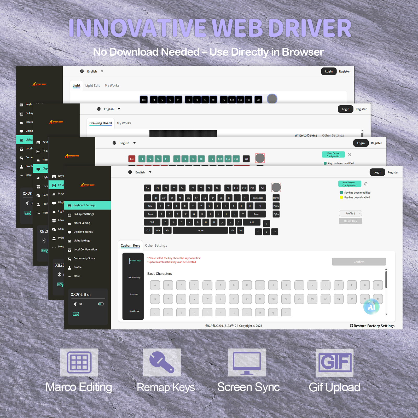Teclado Mecânico com Junta Tri-modo ATTACK SHARK X820Ultra