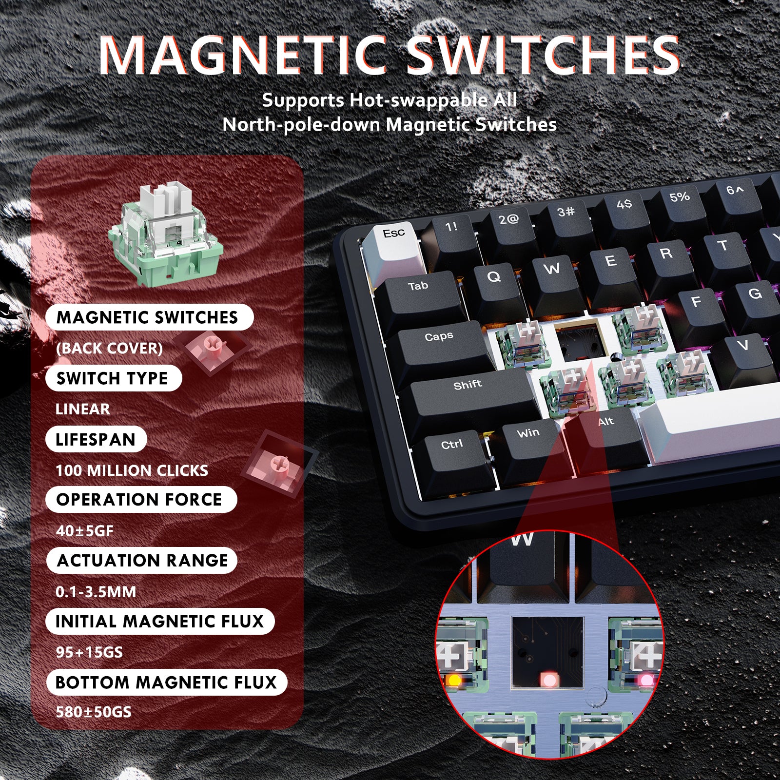 ATTACK SHARK X65 HE keyboard with magnetic switches details