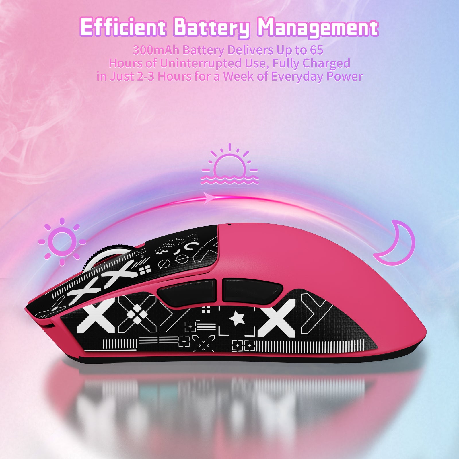 ATTACK SHARK X11SE pink wireless gaming mouse with 65-hour battery life