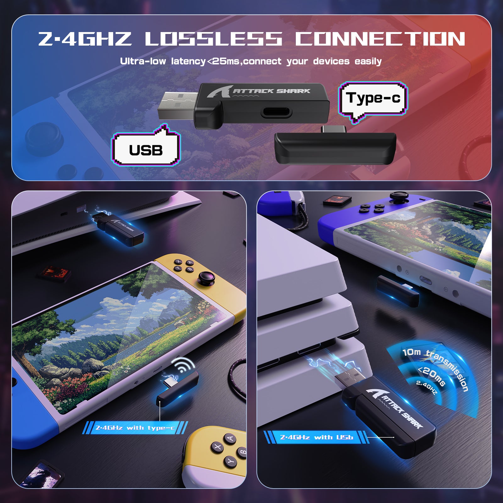 Headset Gamer Tri-Modo Ultraleve ATTACK SHARK L60