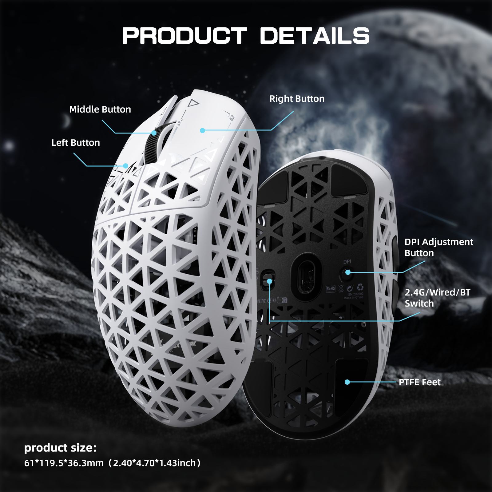 ATTACK SHARK R5 Ultra gaming mouse product details