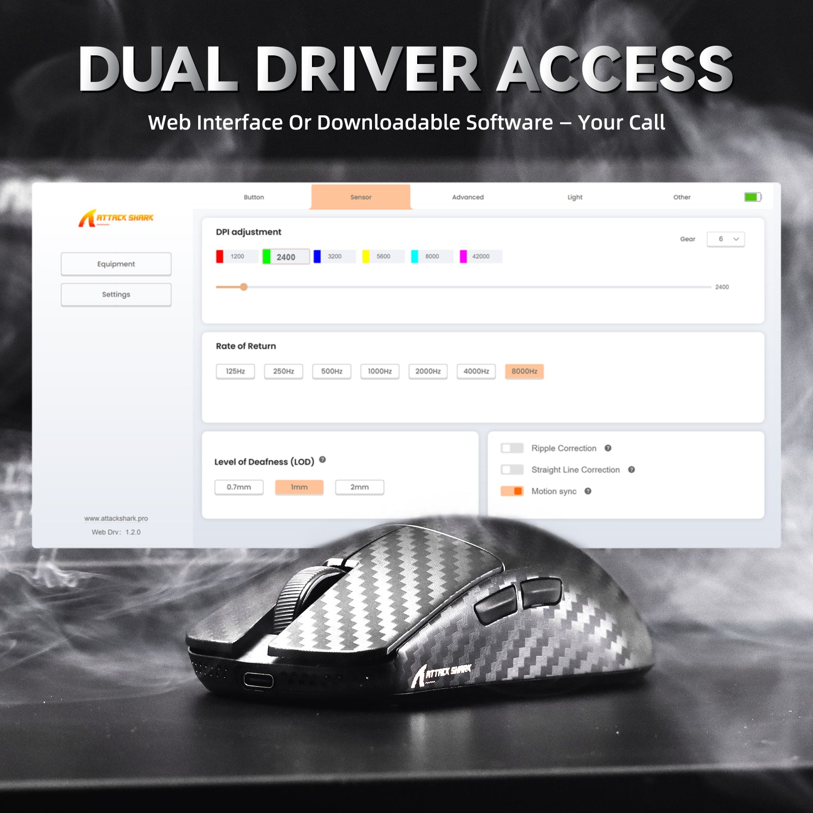 Mouse Gamer Sem Fio ATTACK SHARK R11 ULTRA Fibra de Carbono 8K PAW3950MAX