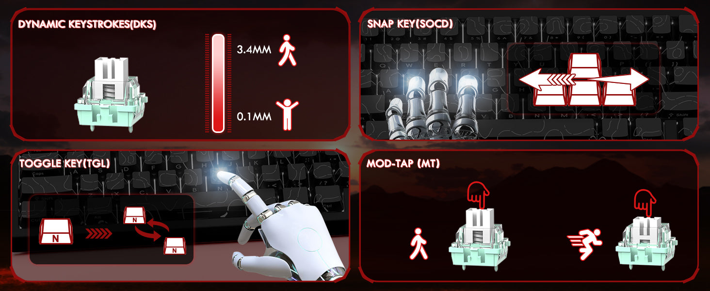 Teclado ATTACK SHARK X68PRO HE sem fio com gatilho rápido e cabo espiralado