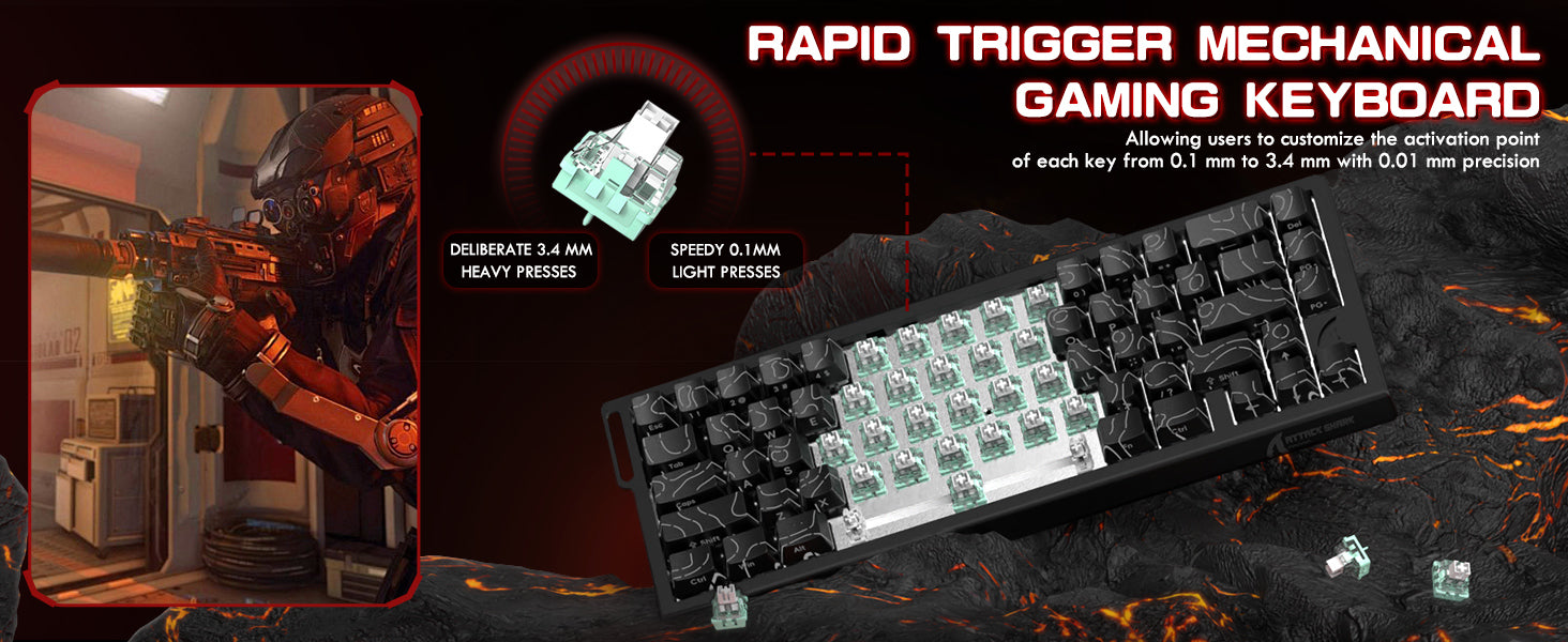 Teclado ATTACK SHARK X68PRO HE sem fio com gatilho rápido e cabo espiralado