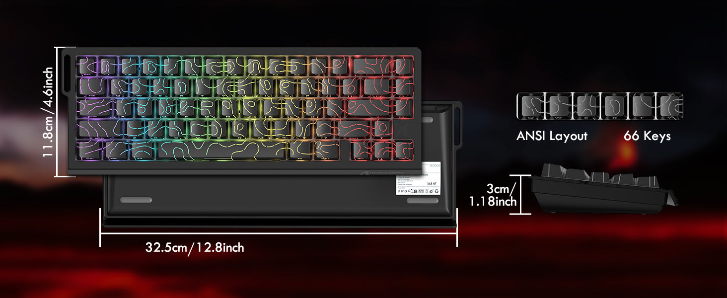 Teclado ATTACK SHARK X68PRO HE sem fio com gatilho rápido e cabo espiralado