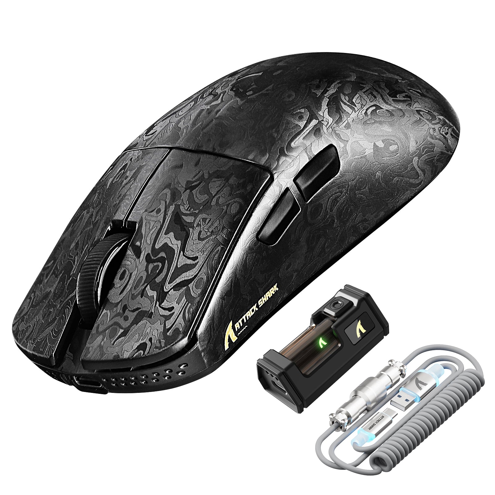 Mouse Gamer ATTACK SHARK R11 ULTRA de Fibra de Carbono sem Fio 8K PAW3950MAX com Cabo LED C06 Ultra